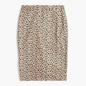 J Crew Petite No. 2 Pencil Skirt in Leopard Bis-Stretch Cotton